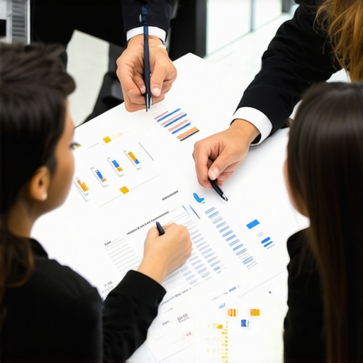 CPA professionals discussing financial audit strategies in a modern office