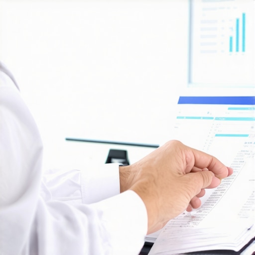Accountant analyzing payroll data on computer for compliance and accuracy