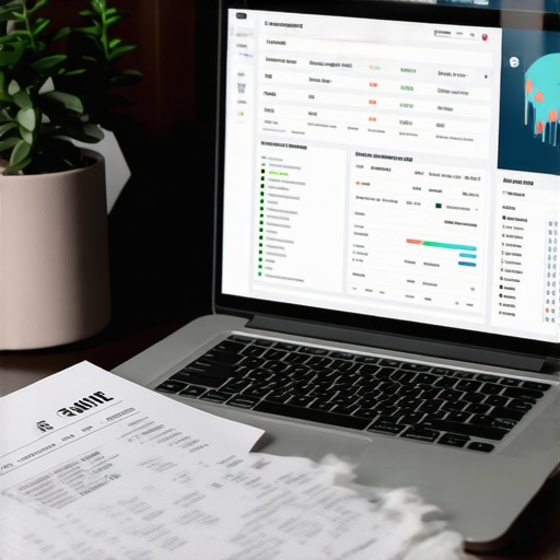 Laptop and financial documents on a desk representing financial management tools