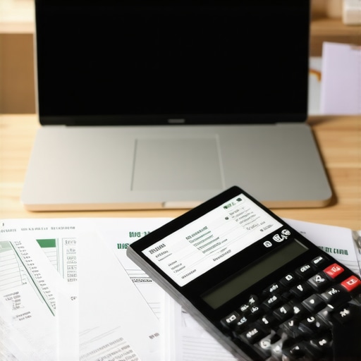 A workspace with financial tools and documents for payroll and tax management.