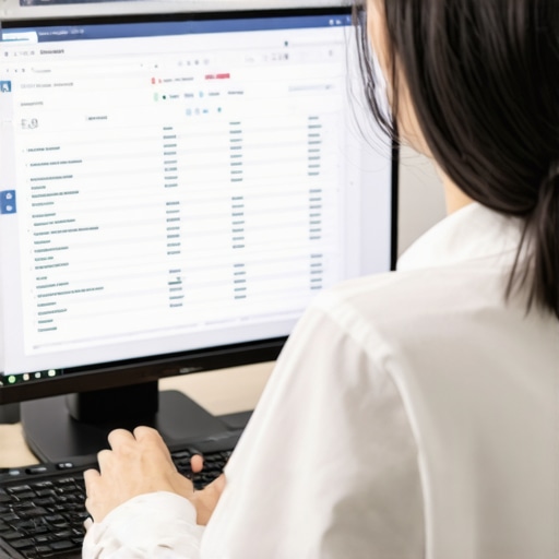 Accountant analyzing payroll data on a computer