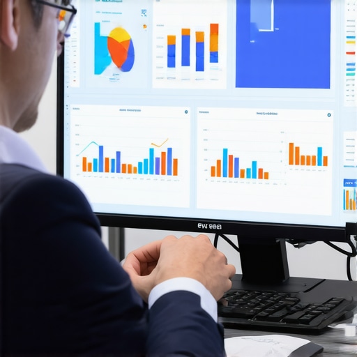 Accountant using digital tools for financial management in an office setting.