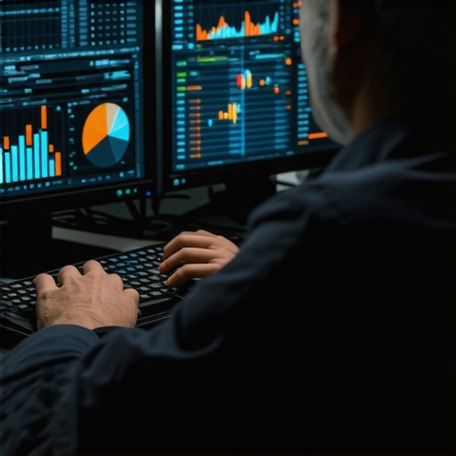 Accountant analyzing financial data on a digital dashboard, representing compliance and audit readiness tools.