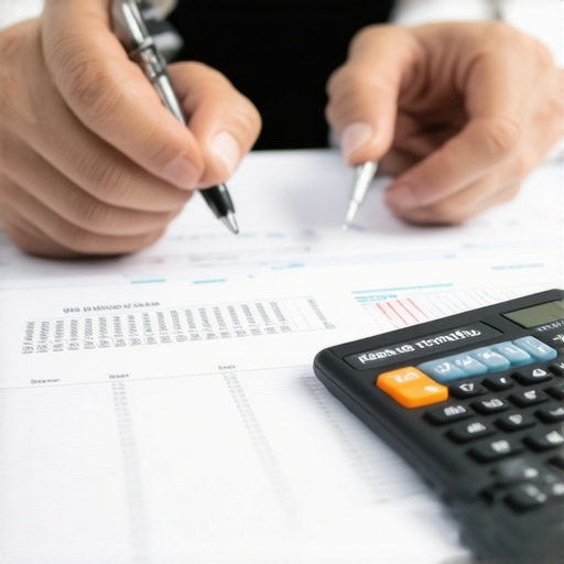 Accountant analyzing payroll data on a computer to ensure compliance