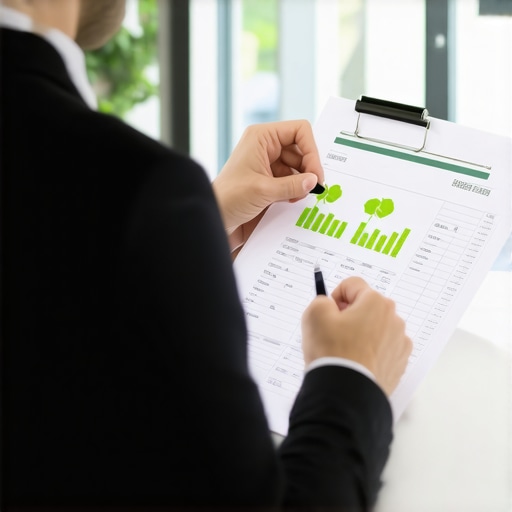 Accountant and small business owner analyzing energy credits and tax documents together.