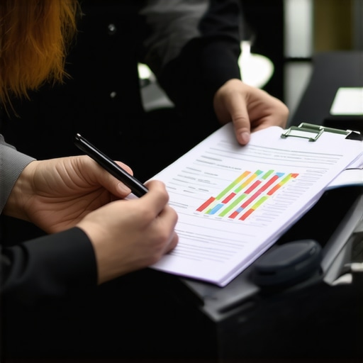 Accountant and client discussing financial records with digital tablets and spreadsheets.