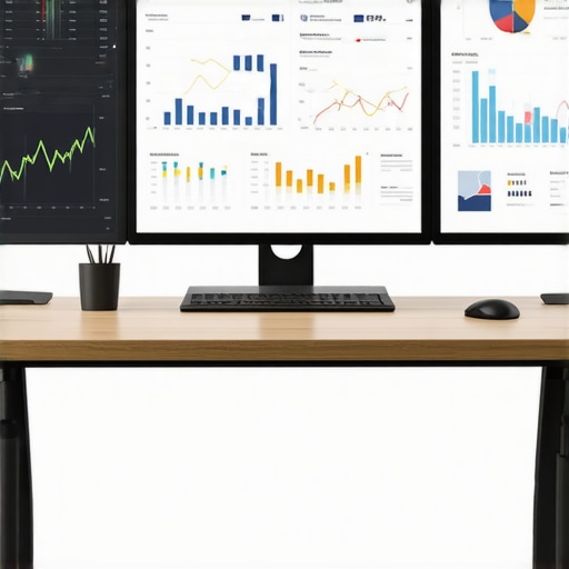 A computer workstation with screens showing financial data and tax software, representing effective tools for tax preparation.