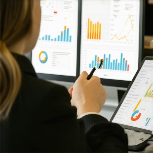 Accountant reviewing automated financial dashboards on a computer screen
