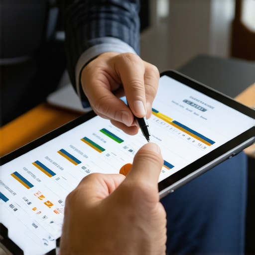 Accountant analyzing digital financial documents to ensure compliance and accuracy.