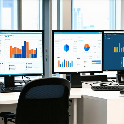 A modern CPA workspace showcasing real-time data and AI-powered compliance software.