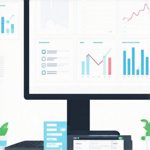 Illustration of a digital dashboard showing compliance metrics and financial analytics for businesses.