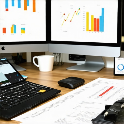 Modern accountant's workspace showing financial software and receipts for CPA maintenance