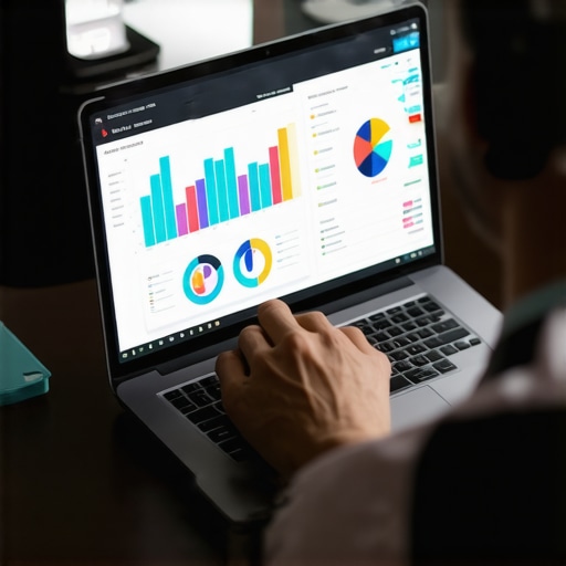 Accountant analyzing financial data on a computer screen with charts and graphs