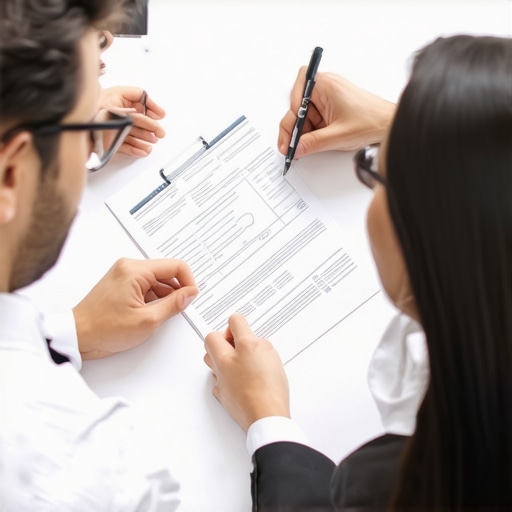 Accountant discussing financial documents during an audit review.
