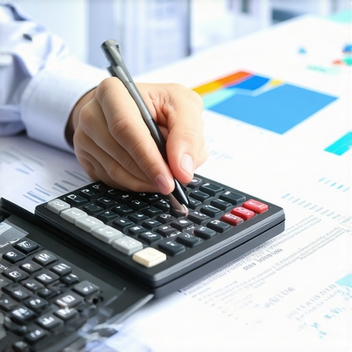 Accountant analyzing financial records for payroll deductions