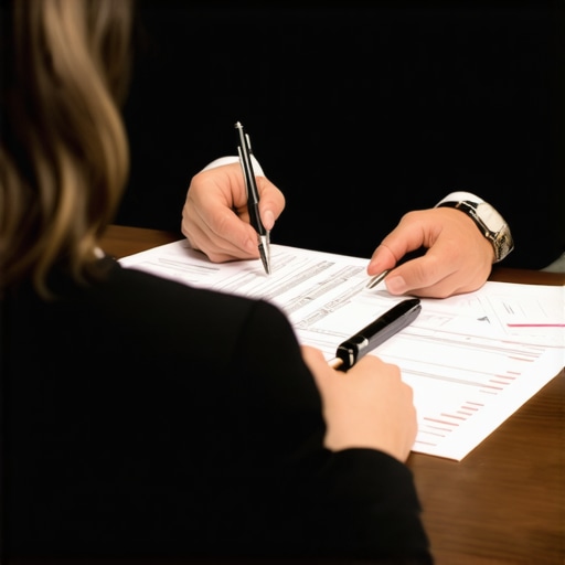 Accountant and entrepreneur analyzing financial documents together, focusing on tax estimates.