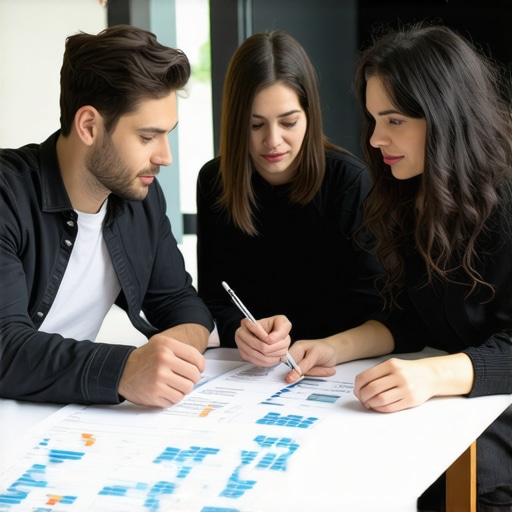 Startup team working on financial strategies with a CFO in a tech-savvy office