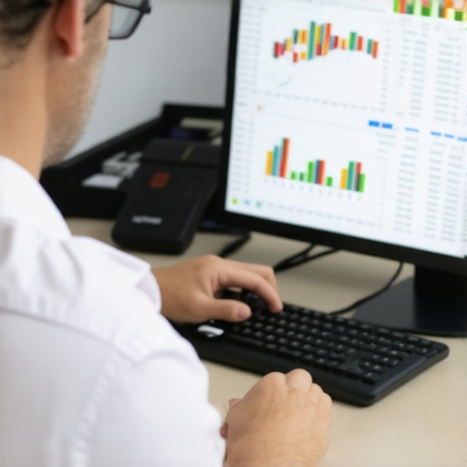 Digital CPA Tools in Action A professional CPA working on financial data with charts and accounting software on screen.
