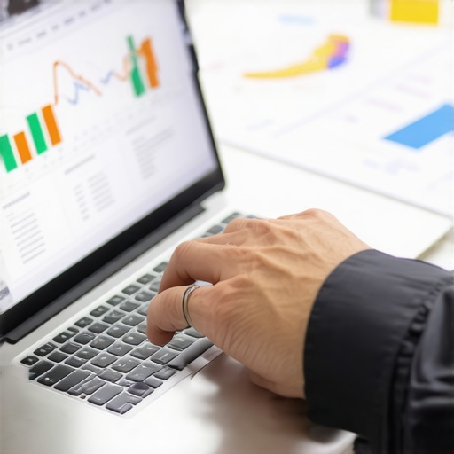 Person reviewing financial data on a laptop with supporting documents