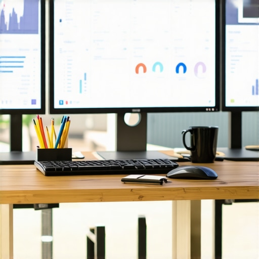 Efficient Financial Dashboard Accountant reviewing financial data on multiple screens.