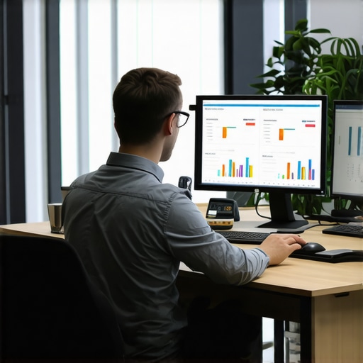 Efficient Financial Management Tools Accountant reviewing financial dashboards on multiple screens
