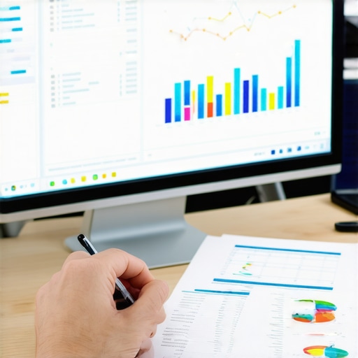 Illustration of accountant working with financial software showing reports and charts