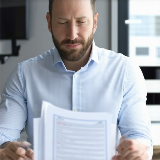 CPA analyzing financial documents with digital tools in an office