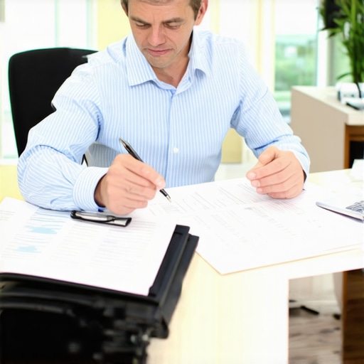 Business owner working with CPA on financial documents during a meeting