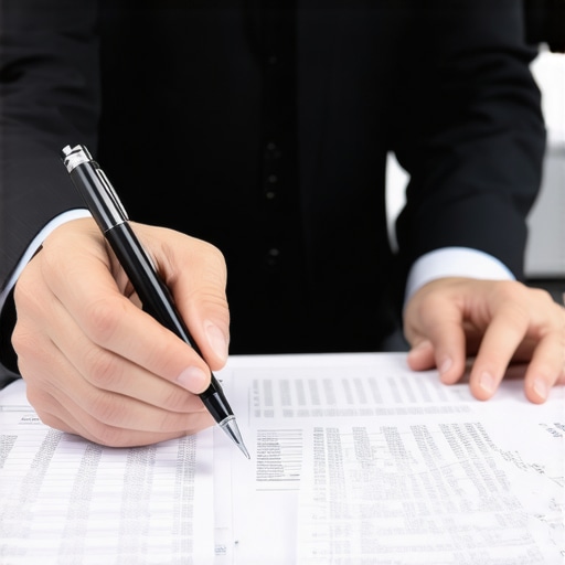 Accountant analyzing financial documents during an audit preparation meeting.