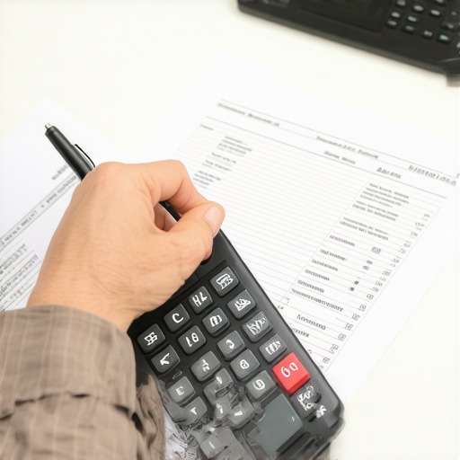 Professional auditing payroll records with digital tools.