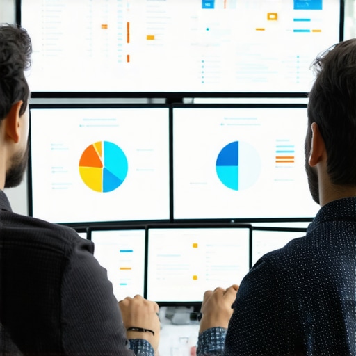Accountant analyzing multiple financial software dashboards for audit readiness