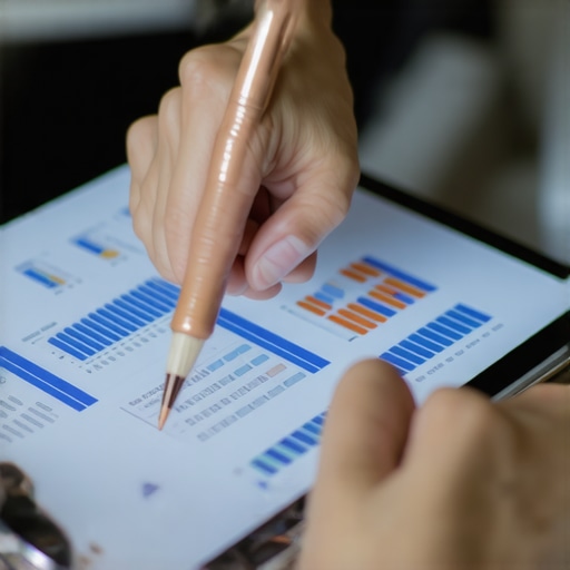 Person analyzing financial data on a tablet with analytical graphs