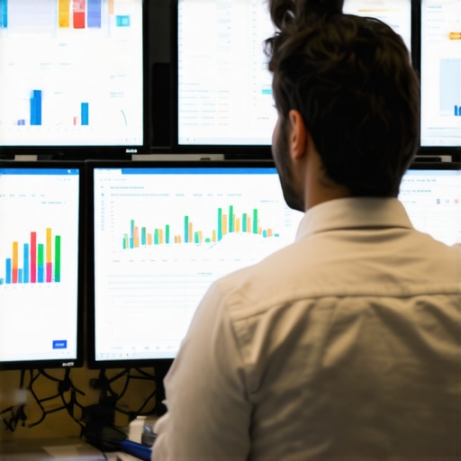Financial professional managing advanced bookkeeping software