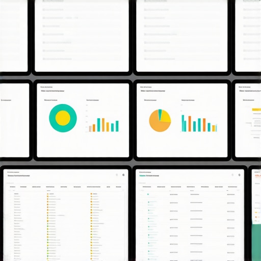 Workspace with computers showing payroll and tax management dashboard