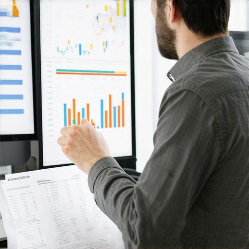 Accountant working on organizing charts of accounts on a laptop.