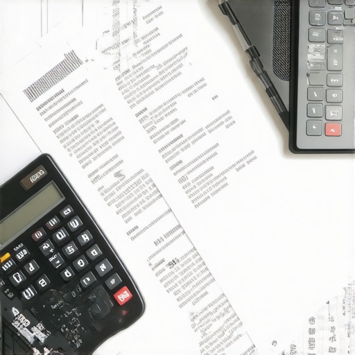 A well-organized accountant's workspace showing financial software on a computer screen, receipts, and a calculator, symbolizing efficient financial management.