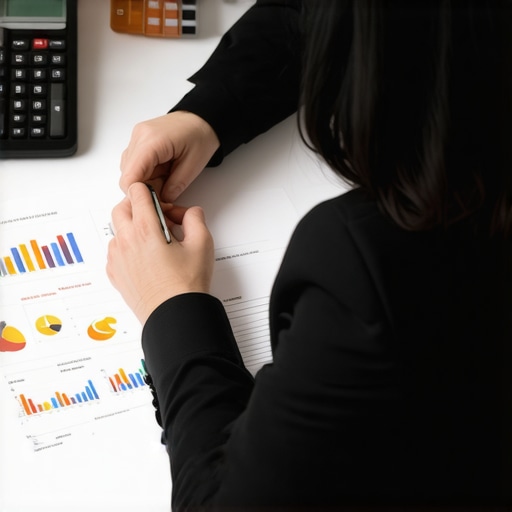Accountant and startup team analyzing financial documents in an office.