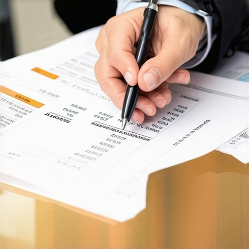 Accountant analyzing documents with client for tax compliance