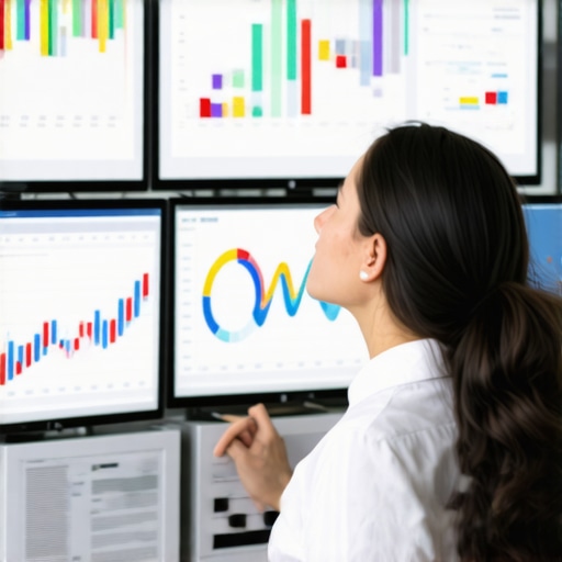 Accountant working on computer analyzing financial reports to ensure compliance and accuracy
