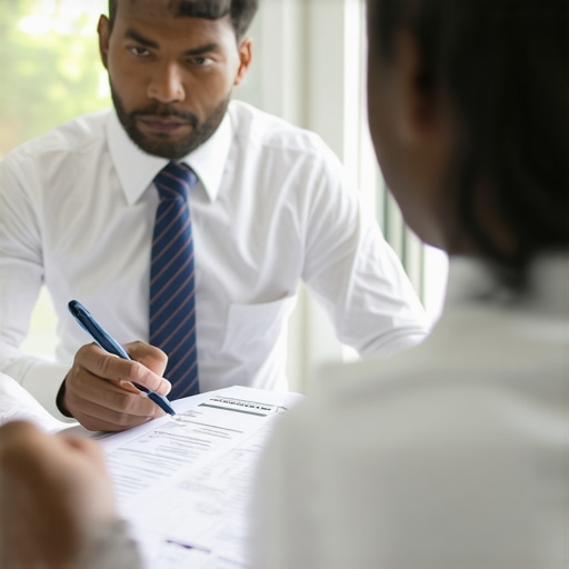 CPA reviewing business financial documents with client