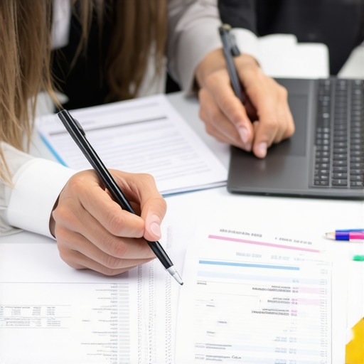 CPA Reviewing Financials Accountant analyzing documents with a freelancer