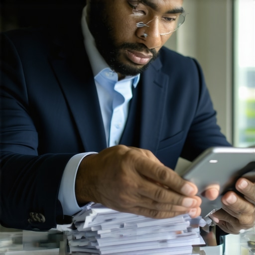 A businessman analyzing electronic financial records on a tablet device.