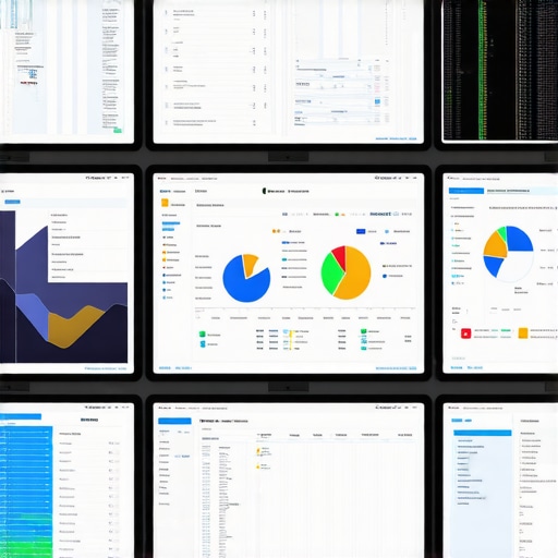 An organized workspace with financial management tools displayed on multiple monitors.
