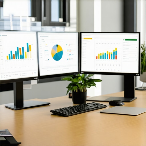 Accountants working on financial management tools with cloud accounting software displays.