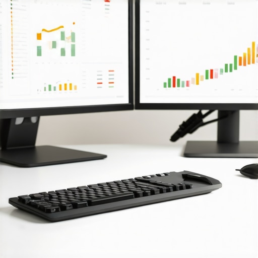 Accountant working with advanced software screens showing financial data and audit information.