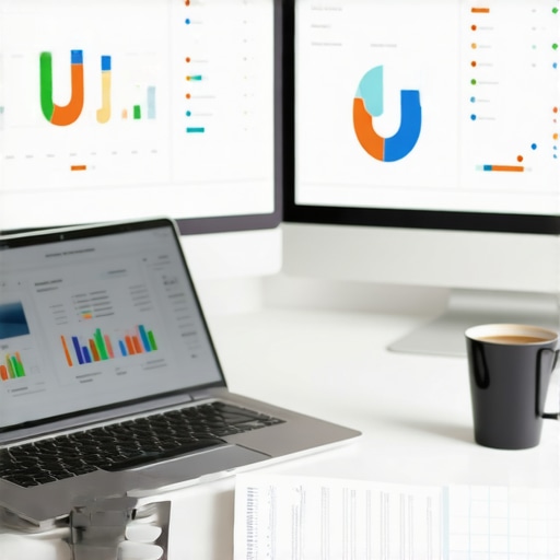 A modern workspace with digital tools for managing finances, illustrating effective long-term tax preparation and bookkeeping.