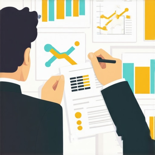 Financial Analysis with Tax Forms A businessman reviewing financial documents and tax charts that illustrate tax strategies
