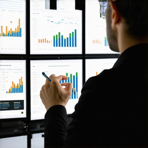Business owner analyzing financial data on multiple monitors, highlighting advanced tools for CPA services and tax preparation.