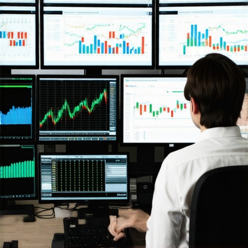 Person reviewing multiple digital financial dashboards for system maintenance