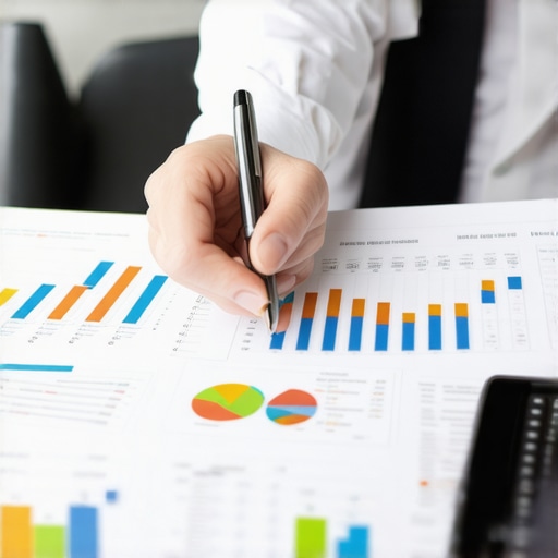 Business owner and accountant reviewing financial documents in office